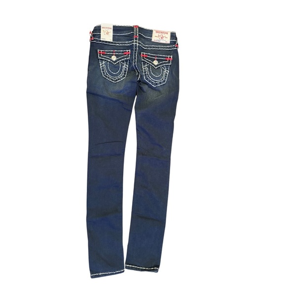True Religion Women’s Dark Indigo Denim Skinny Flap Jeans Size 25 NWT - Picture 3 of 7